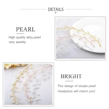Elegant Catery Bride Gold Pearl Headband for Weddings