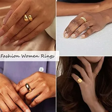 KOHOTA 6PCS Dome Rings Set - Elegant Gold Accessories