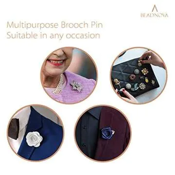 BEADNOVA Brooch Pin Back 60pcs for Crafting & Jewelry