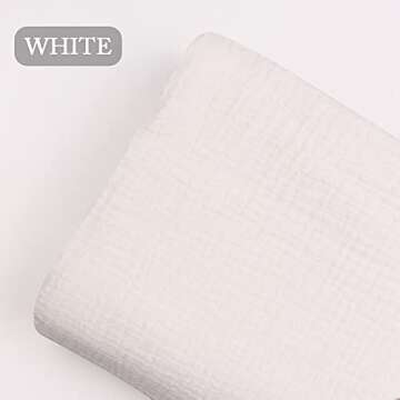 Wrinkle Gauze Cotton Quilting Fabric for Events - 2 Yard White