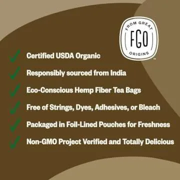 FGO Organic Ashwagandha Tea - Eco-Conscious Herbal Bags 20 Count
