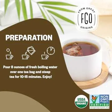 FGO Organic Ashwagandha Tea - Eco-Conscious Herbal Bags 20 Count