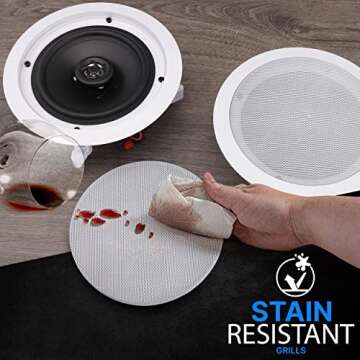 Pyle Pair 6.5” Flush Mount In-wall In-ceiling 2-Way Home Speaker System Spring Loaded Quick Connec...