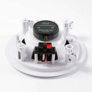 Pyle Pair 6.5” Flush Mount In-wall In-ceiling 2-Way Home Speaker System Spring Loaded Quick Connections Dual Polypropylene Cone Polymer Tweeter Stereo Sound 200 Watts (PDIC1661RD) White