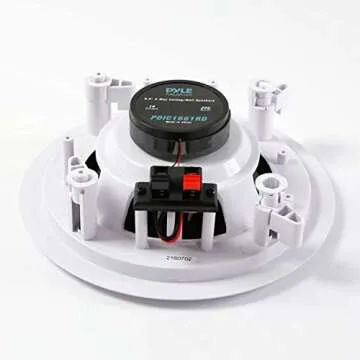 Pyle Pair 6.5” Flush Mount In-wall In-ceiling 2-Way Home Speaker System Spring Loaded Quick Connections Dual Polypropylene Cone Polymer Tweeter Stereo Sound 200 Watts (PDIC1661RD) White
