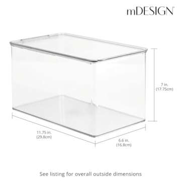 mDesign Set of 6 Shoe Storage Boxes — Stackable Plastic Shoe Boxes for Wedges, Pumps, Athletic Shoes — Practical Storage Box with Lid — Clear