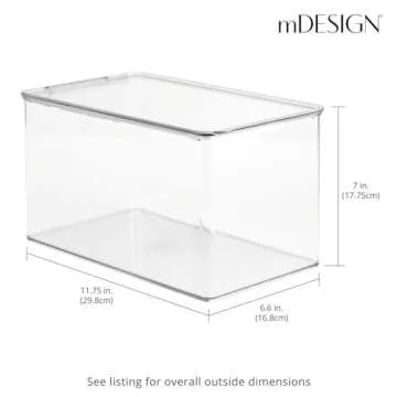 mDesign Set of 6 Shoe Storage Boxes — Stackable Plastic Shoe Boxes for Wedges, Pumps, Athletic Shoes — Practical Storage Box with Lid — Clear
