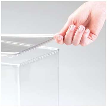 mDesign Set of 6 Shoe Storage Boxes — Stackable Plastic Shoe Boxes for Wedges, Pumps, Athletic Shoes — Practical Storage Box with Lid — Clear