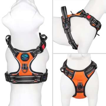 PHOEPET Reflective Dog Harness Large Breed Adjustable No Pull Vest with with Handle 2 Metal Rings 3 ...