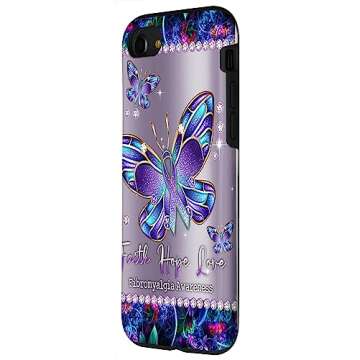 iPhone SE (2020) / 7 / 8 Raise Fibromyalgia Awareness Butterfly Metal Pattern Case