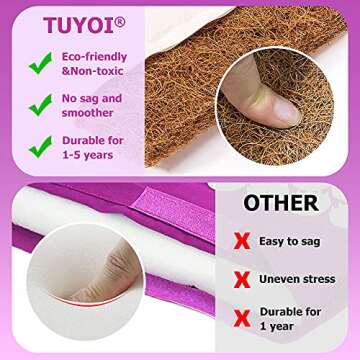 TUYOI Acupressure Mat and Pillow Set,Natural Coconut Palm,Eco-Friendly Acupressure Body Mat for Back and Neck Pain Relief, Muscle Relaxation with Free Tote Bag