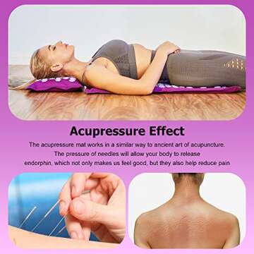 TUYOI Acupressure Mat and Pillow Set,Natural Coconut Palm,Eco-Friendly Acupressure Body Mat for Back and Neck Pain Relief, Muscle Relaxation with Free Tote Bag