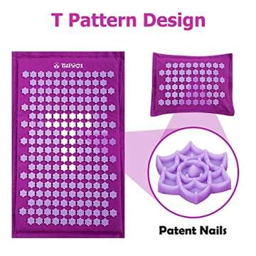 TUYOI Acupressure Mat and Pillow Set,Natural Coconut Palm,Eco-Friendly Acupressure Body Mat for Back and Neck Pain Relief, Muscle Relaxation with Free Tote Bag