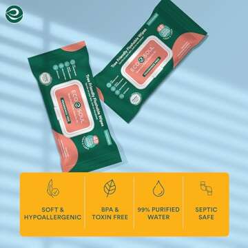 ECO SOUL Bamboo Flushable Wipes - Eco-Friendly, Hypoallergenic 384 Count