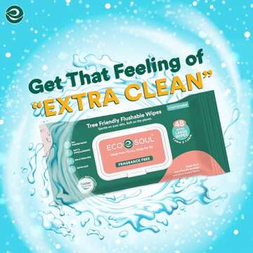 ECO SOUL Bamboo Flushable Wipes - Eco-Friendly, Hypoallergenic 384 Count