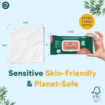 ECO SOUL Bamboo Flushable Wipes - Eco-Friendly, Hypoallergenic 384 Count