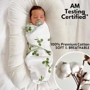 BAREMINE Newborn Swaddle - Baby Swaddles 0-3 Months - 3 Pack Premium Cotton Swaddle Blankets - Baby Gifts for Boys Girls - Gender Neutral Baby Gift - Velcro Swaddle - Baby Wrap -100% Cotton