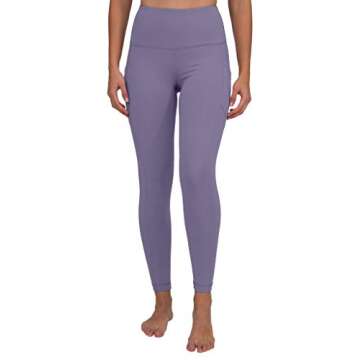 90 Degree By Reflex Power Flex Yoga Pants - High Waist Squat Proof Ankle Leggings with Pockets for Women - Alpine Iris - Large