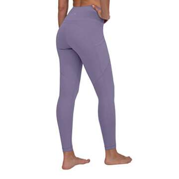 90 Degree By Reflex Power Flex Yoga Pants - High Waist Squat Proof Ankle Leggings with Pockets for Women - Alpine Iris - Large