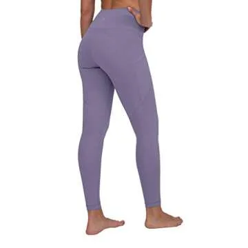 90 Degree By Reflex Power Flex Yoga Pants - High Waist Squat Proof Ankle Leggings with Pockets for Women - Alpine Iris - Large