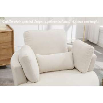 Oversized Swivel Accent Round Chair Modern Chenille Upholstered Sofa Chair with 3 Pillow 360 Swivel Lounge Chair Cozy Club Leisure Chair for Living Room Bedroom Home Office (Chenille Beige)