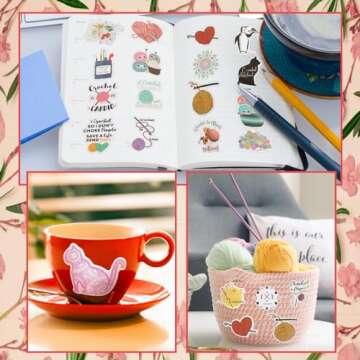 Silipull 200 Pcs Crochet Stickers for Artistic Expression