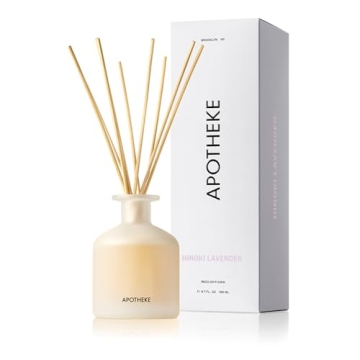 Apotheke Luxury Scented Oil Reed Diffuser for Home (Hinoki Lavender) - Home Fragrance Diffuser Set w...