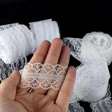 Elegant 40 Yards White Lace Ribbon for Weddings & Crafts
