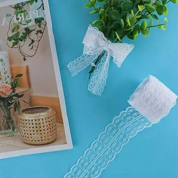 Elegant 40 Yards White Lace Ribbon for Weddings & Crafts