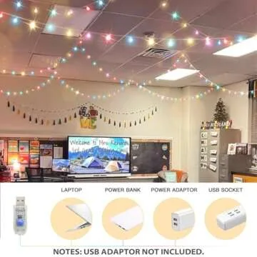 Suddus 33ft USB Pastel String Lights with Timer