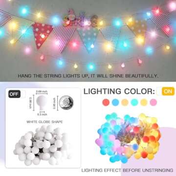 Suddus 33ft USB Pastel String Lights with Timer