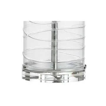 JONATHAN Y JYL4016B-SET2 Set of 2 Table Lamps Cole 27.5" Modern Fused Glass Cylinder LED Table Lamp Coastal Bedside Desk Nightstand Lamp for Bedroom Living Room Office College Bookcase, Clear