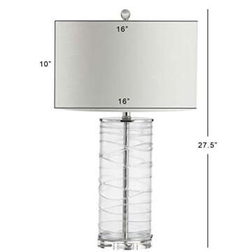 JONATHAN Y JYL4016B-SET2 Set of 2 Table Lamps Cole 27.5" Modern Fused Glass Cylinder LED Table Lamp Coastal Bedside Desk Nightstand Lamp for Bedroom Living Room Office College Bookcase, Clear