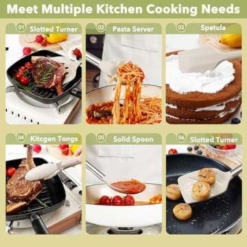 Fyvva Large Cooking Utensils Set, 35 Pcs Spatula Set with Holder, Silicone Kitchen Utensils Set with Stainless Steel Handle, Cheese Grater, Ice Cream Scoop, Pizza Cutter Kitchen Gadgets (Khaki)