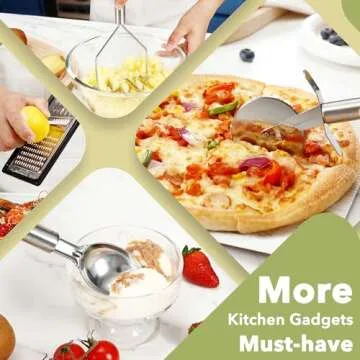 Fyvva Large Cooking Utensils Set, 35 Pcs Spatula Set with Holder, Silicone Kitchen Utensils Set with Stainless Steel Handle, Cheese Grater, Ice Cream Scoop, Pizza Cutter Kitchen Gadgets (Khaki)