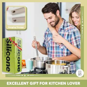 Fyvva Large Cooking Utensils Set, 35 Pcs Spatula Set with Holder, Silicone Kitchen Utensils Set with Stainless Steel Handle, Cheese Grater, Ice Cream Scoop, Pizza Cutter Kitchen Gadgets (Khaki)