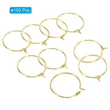 PATIKIL 20mm Wine Glass Charm Ring, 100 Pack Metal Earring Beading Hoop Open Jump Rings for DIY Jewelry Earring Making, Golden