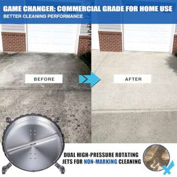 MEKOH Pressure Washer Surface Cleaner 24" - 4500PSI Attachment with Wheels for Cleaning