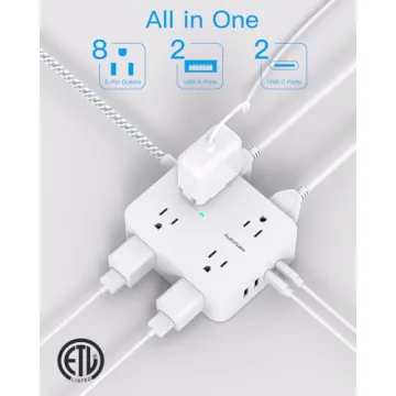 Surge Protector Power Strip with 8 Outlets & USB