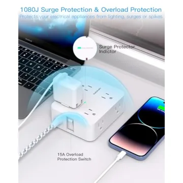 Surge Protector Power Strip with 8 Outlets & USB