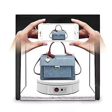 JAYEGT Motorized Rotating Display Stand, 360 Degree Electric Rotating Turntable for Photography Products Display，Live Video Show,Remote Control Angle, Speed (White/8.66inch /250Lbs Load/Wired)