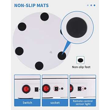 JAYEGT Motorized Rotating Display Stand, 360 Degree Electric Rotating Turntable for Photography Products Display，Live Video Show,Remote Control Angle, Speed (White/8.66inch /250Lbs Load/Wired)