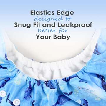 wegreeco Cloth Diapers 5 Pack with 5 Inserts, Washable Cloth Diapers for Babies, One Size Adjustable Reusable Diapers Baby (Ocean Adventure)
