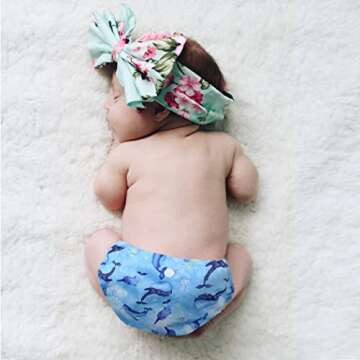 wegreeco Cloth Diapers 5 Pack with 5 Inserts, Washable Cloth Diapers for Babies, One Size Adjustable Reusable Diapers Baby (Ocean Adventure)