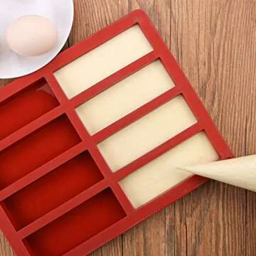 Webake Chocolate Molds Silicone Bar Mold for Granola Cereal Energy Bars, 4.5 Inch Long Rectangular For Baking, Butter, 8 Cavities