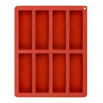 Webake Chocolate Molds Silicone Bar Mold for Granola Cereal Energy Bars, 4.5 Inch Long Rectangular For Baking, Butter, 8 Cavities