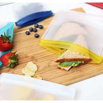 rezip 5-Pack Flat Reusable Lunch Bags | BPA-Free, Food Grade, Leakproof, Freezer and Dishwasher Safe | 5 Sandwich/Lunch Bags (3.5 Cup / 28-Ounce) | Multicolor
