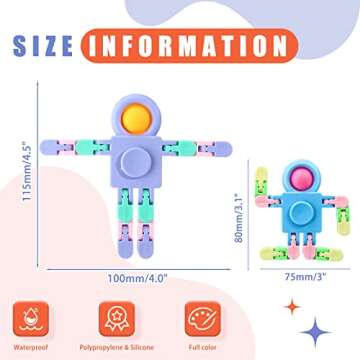 Hanaive 48 Pcs Robot Fidget Spinners Transformable Fingertip Gyro Chain Toy Deformable DIY Stress Re...
