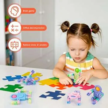 Hanaive 48 Pcs Robot Fidget Spinners Transformable Fingertip Gyro Chain Toy Deformable DIY Stress Relief Fidget Sensory Toys Adults Piñata Goodie Bag Birthday School Gift