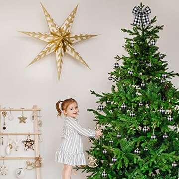 Chuangdi 36 Pcs Christmas Buffalo Plaid Ball Ornament Fabric Wrapped Ball 12 Pcs Buffalo Plaid Bow X...